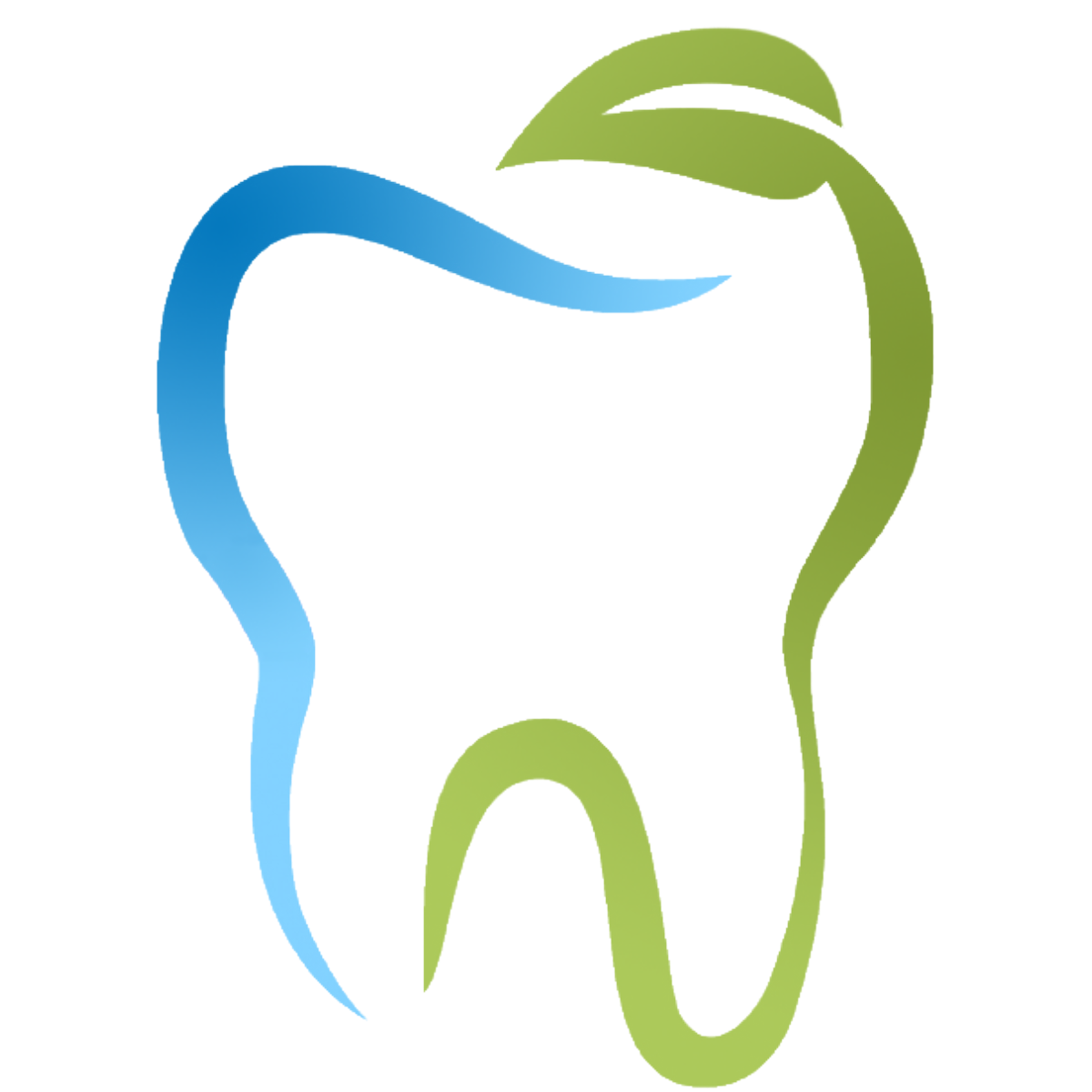 Logo of the dentistry, shape of a tooth mixing blue and green